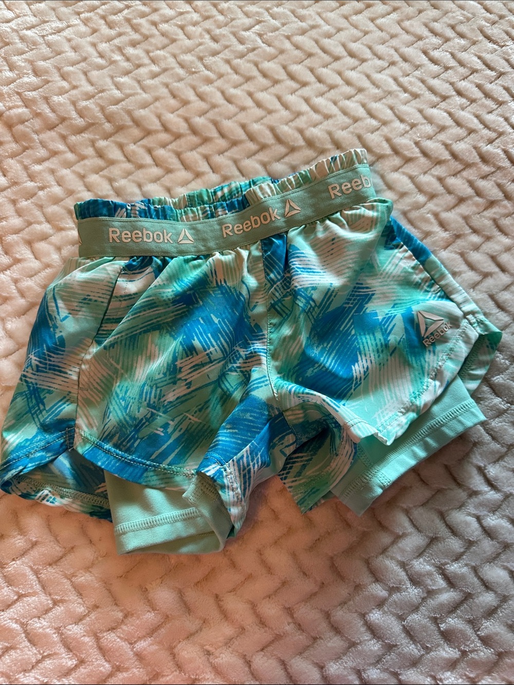 Reebok Aqua and Blue Kid’s Athletic Shorts
